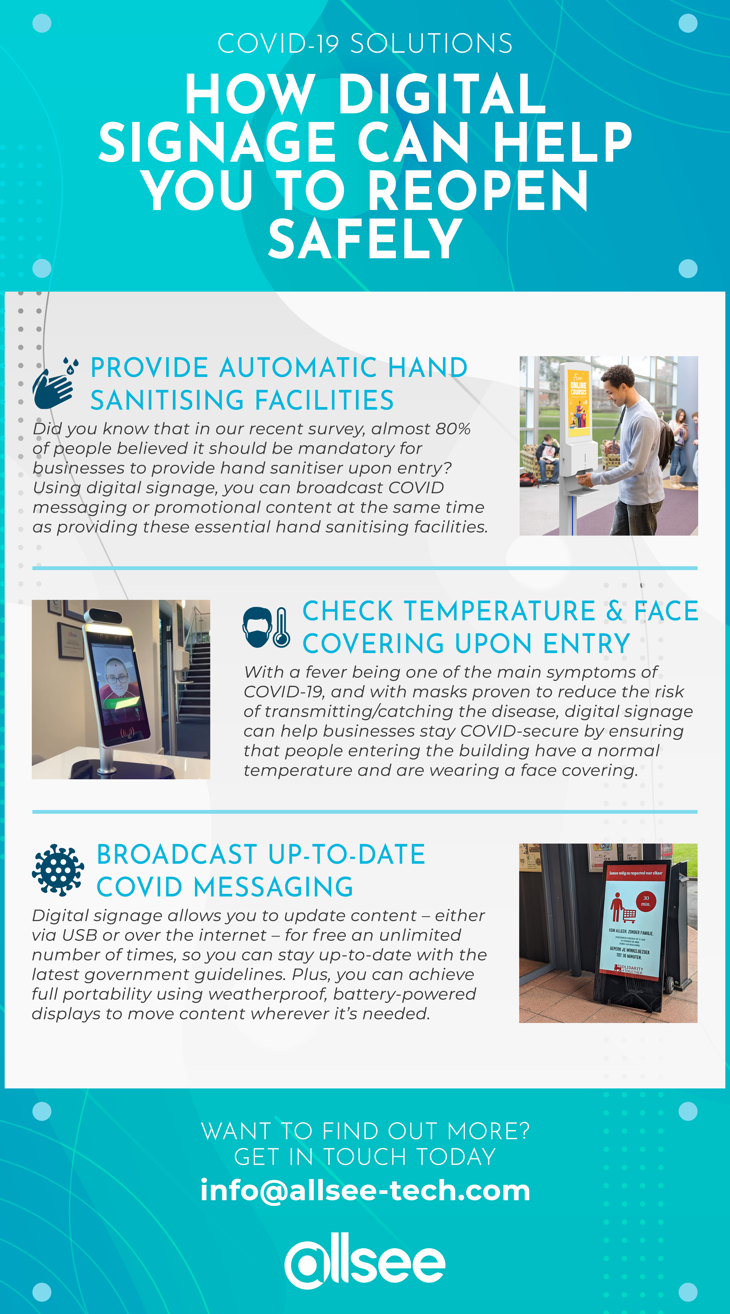 'How Digital Signage Can Help You to Reopen Safely' infographic