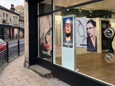 digital signage screen white window shop retail