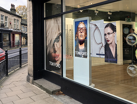 digital signage screen white window shop retail