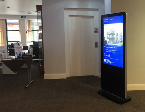 digital signage screen white window shop retail