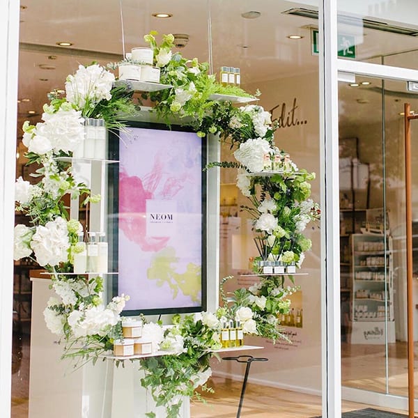 High Brightness Professional Monitor in the window display of a retail store