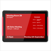 10" POS display with meeting room booking content on screen
