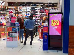 Freestanding Digital Posters in retail shop