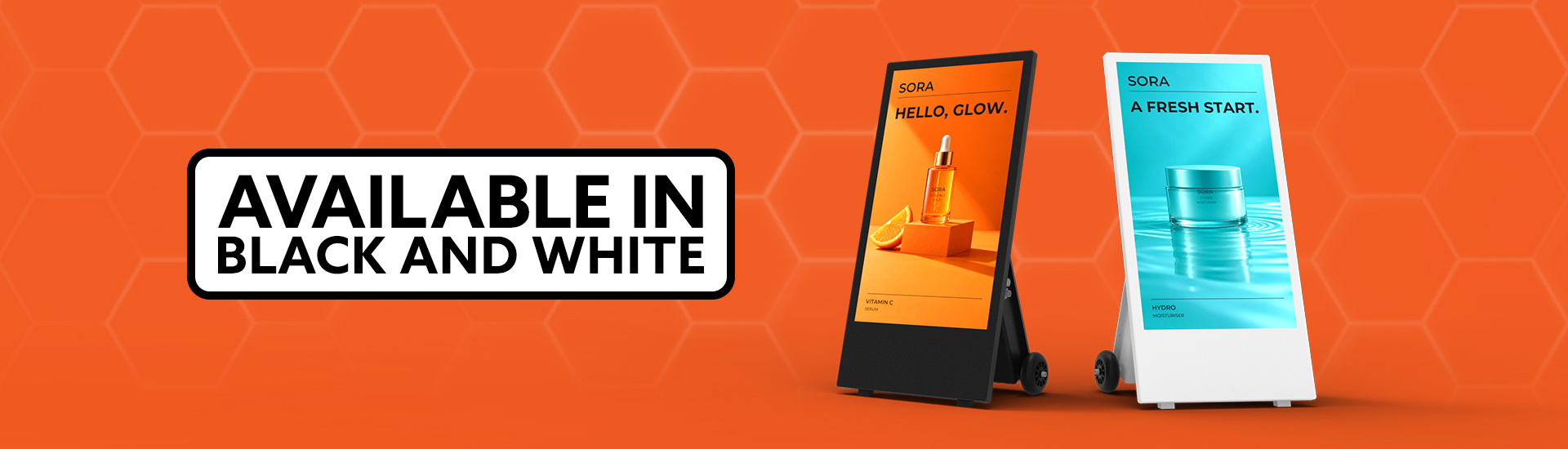High brightness outdoor digital A-boards available in black and white