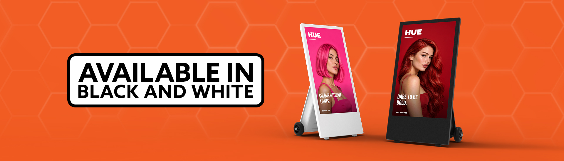 Outdoor digital A-boards available in black and white