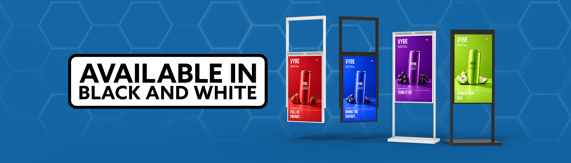 Double-sided digital window displays available in black and white