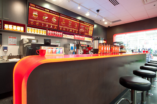 digital signage screens fast food restaurant american diner
