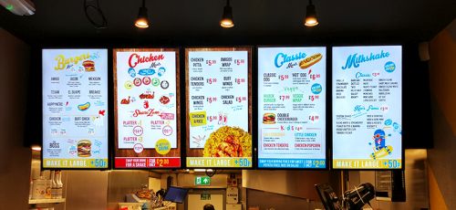 digital signage screens menu boards fast food 