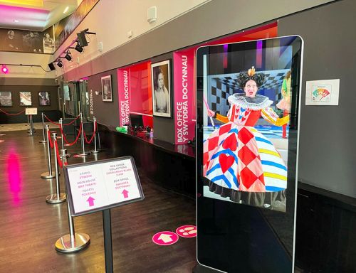 digital signage screens freestanding poster
