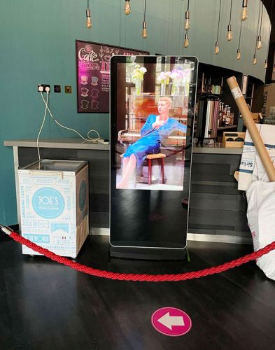 digital signage screens freestanding poster