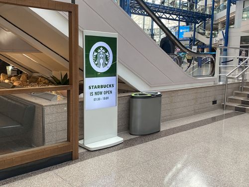 digital signage screens freestanding poster