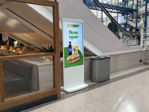 digital signage screens freestanding poster