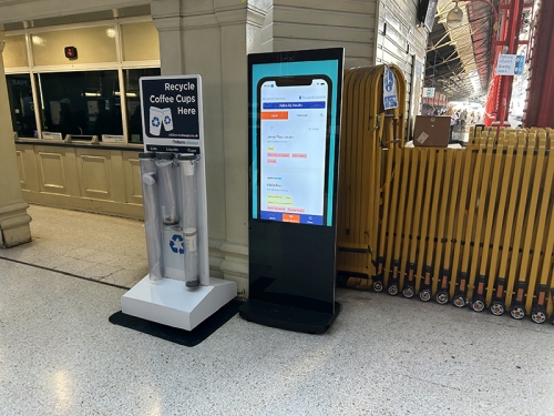 digital signage screens freestanding poster