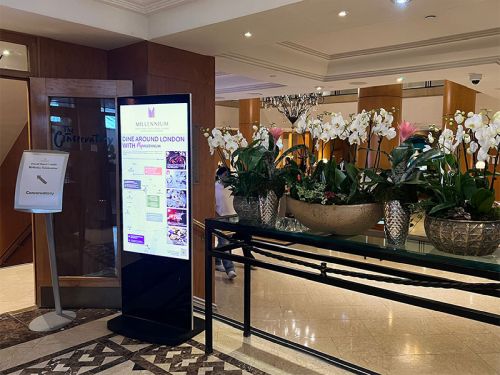 digital signage screens freestanding poster