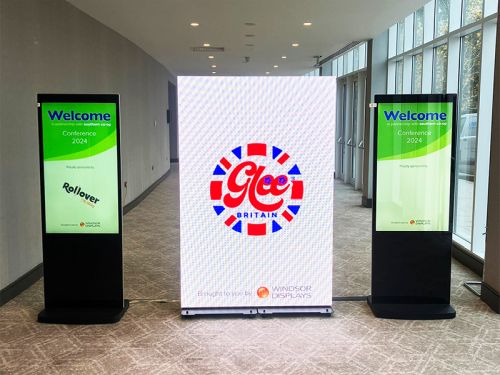 digital signage screens freestanding poster