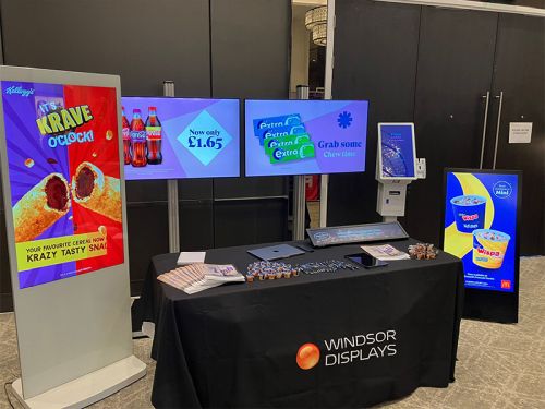 digital signage screens freestanding poster