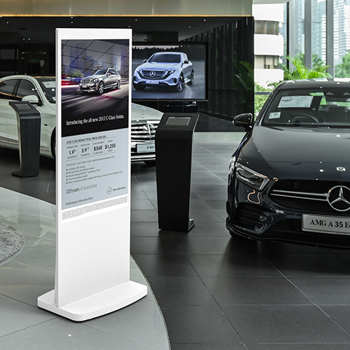 digital signage screens freestanding poster
