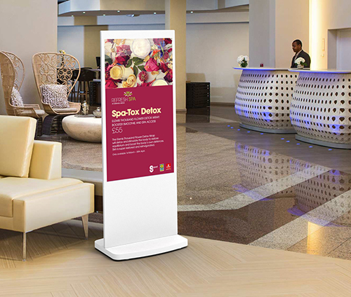 digital signage screens freestanding poster