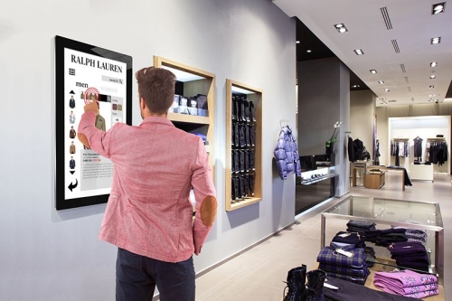 digital signage screens touch screen retail mens fashion