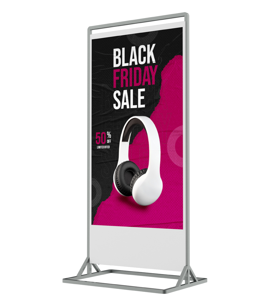 super slim freestanding display